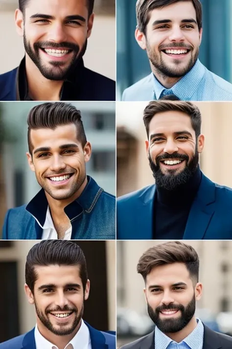 Multiples personas en cada imagen que esten sonriendo o no, quiero que sean hombres