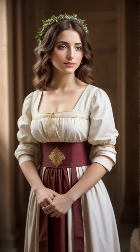 a beautiful Jewish woman from the 1st century after Christ in period clothing, in a realistic period setting, 8k photography style