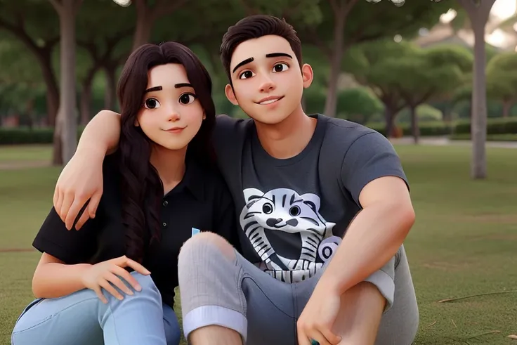 Um casal jovem em um parque