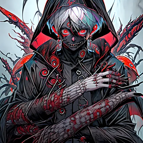 crie o um personagem masculo, estilo manga, com a kagune do kaneki