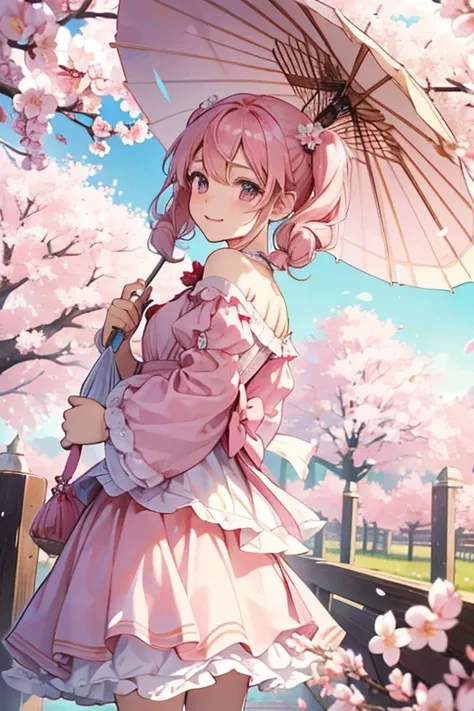 Cherry Blossom Cookie has long pink hair with two mini pigtails sticking out at the top that resemble cherry blossom petals. She wears a long sleeved white blouse with puffy shoulders and a bell-shaped, two layered skirt with the first layer being pink and...