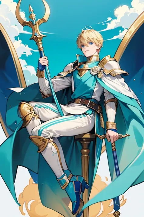 Knight Cookie is a slightly short, somewhat stocky Cookie with golden dough and turquoise-blue eyes. He wears shiny white chocolate armor and a matching knight’s helmet with a pale blue plume and a tuft of blond hair jutting from it. He also wears a turquo...