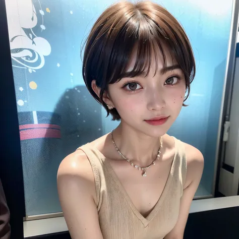 ((top-quality))、(masterpiece:1.4)、Raw photography、8K、((Top image quality))、 ((hight resolution))、Beautiful face in every detail、Realistic human skin、Gentle expression、(One lady:1.3 )、realisitic、Photorealsitic、(extra very short hair:1.4)、(Beautuful Women)、...