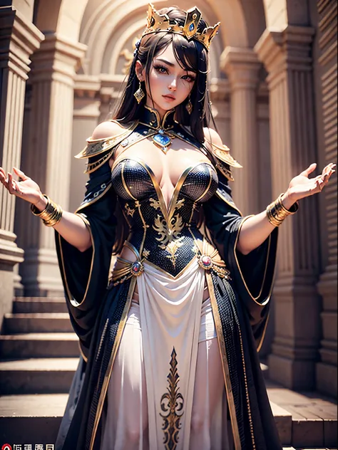 ((emperor beauty))、8K high image quality、Ultra-realistic details、masutepiece、3d rendered、Sexy costume with wide open chest、A detailed face、Detailed body、Detailed Limbs、Best Quality、Best Style、