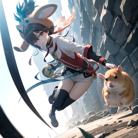 masterpiece, 
best quality, ultra-detailed, high resolution, 
an extremely delicate and beautiful, 
adventure of hamster, Hamster Adventurer, 
dynamic angle, intense angle, cinematic angle, 
professional lighting, cinematic lighting, dynamic lighting,