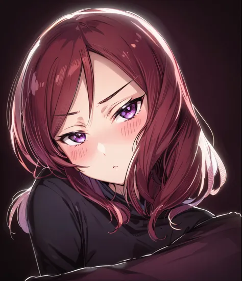 nishikino maki , naked, sexy expression, blushing, face only