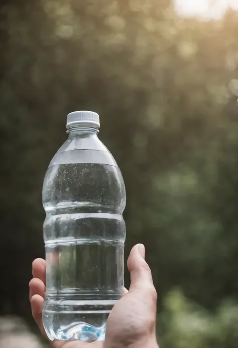 Mineral water bottle in hand