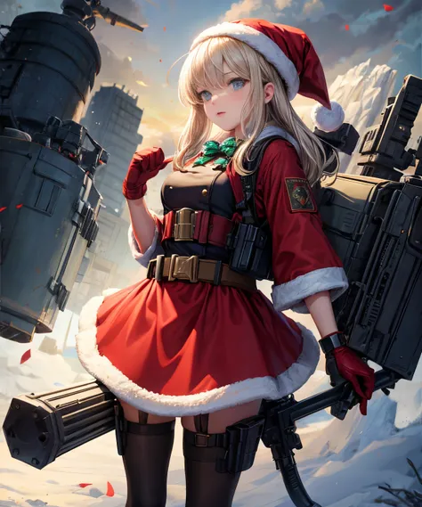 Santa Claus in tactical clothes, ready for war