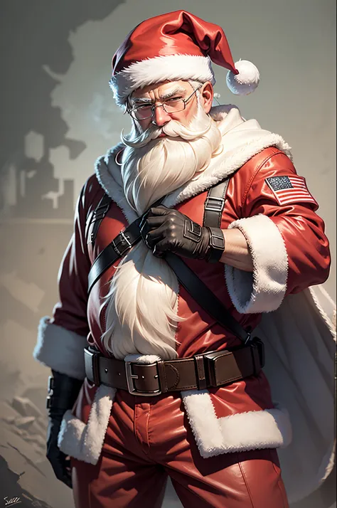 Santa Claus in tactical clothes, ready for war --auto --s2