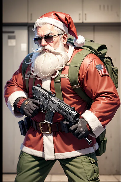 Santa Claus in tactical clothes, ready for war --auto --s2