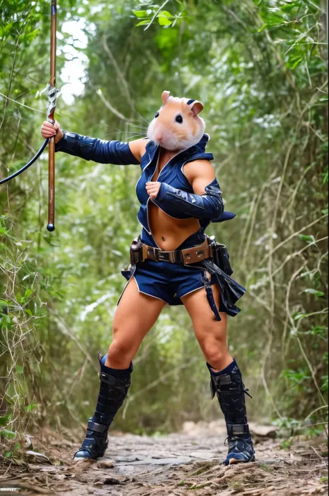 female busty (Hamster:1.2) Adventurer, fighting pose, full body shot, fully clothed, gigantic breasts --auto --s2