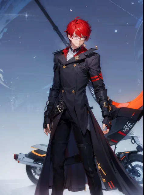 man, red hair, glasses, black clothes,