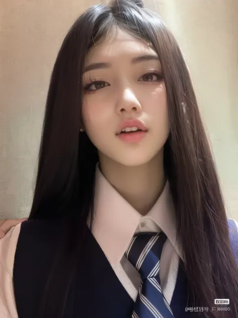 Arafed Asian woman with long hair wearing tie and sweater, ulzzang, Jossi de Blackpink, Retrato de Jossi de Blackpink, Jisoo de Blackpink, Wan adorable cara coreana, Blackpink Jennie, Jisoo de Blackpink, Jaeyeon Nam, Retrato Jisoo Blackpink, Jinyoung Shin,...