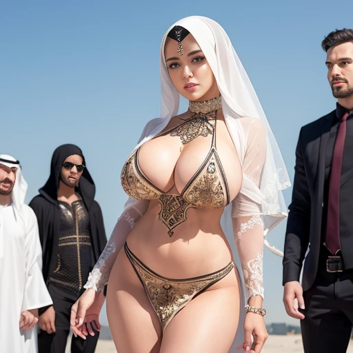 (masterpiece), best quality, Group people background,Mather big titts party people group see through dress with men Arabian details dress Dubai UAE Hijab, background people, tattoo, buddy tattoo designs ,street , blue eyes