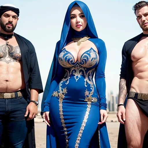 (masterpiece), best quality, Group people background,Mather big titts party people group see through dress with men Arabian details dress Dubai UAE Hijab, background people, tattoo, buddy tattoo designs ,street , blue eyes