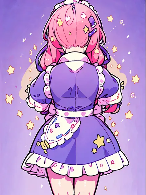 (masterpiece:1.2), best quality, highres, original, (extremely detailed:1.2), ultra-detailed, wallpaper, perfect lighting,(extremely detailed CG:1.2), 8k, (cute illustration, cute style, kawaii), 1girl, solo, maid, long hair, (multicolored hair, open the m...