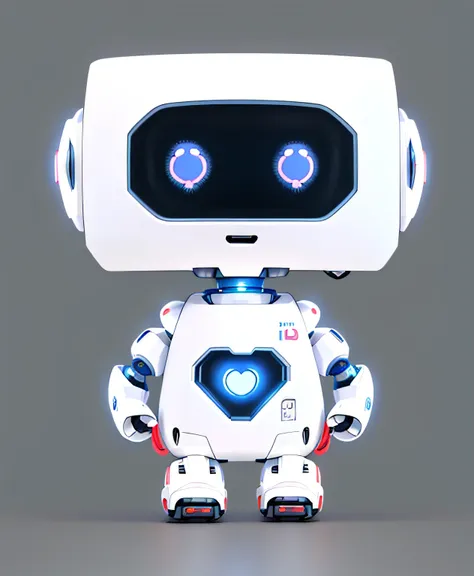 a robot with a heart on its chest, cute and friendly robot, cute humanoid robot, humanoid robots, robot with human face, cute ro...