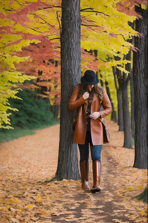 A woman is wearing a pair of caramel-colored Martin boots. --auto --s2