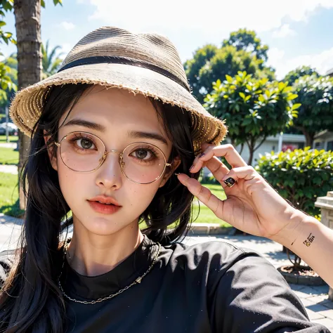 Alafid woman wearing hat and glasses taking selfie, 2 8 years old, 2 9 years old, 38yr, 2 7 years old, 3 2 - year - old, Nivanjantala, 3 6 years old, 30-year-old woman, 3 0 years old female, 3 5 years old, 35yo