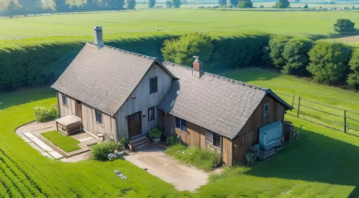 A quaint farmhouse surrounded by endless fields