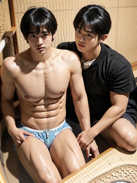 ,(caustics:1.5 )
(bathtub:1.4)
(1 boy:2.5),(solo:1.8), Shin Jinying, Cai Xukun, Kim Do-young, wan adorable korean face,17-year-old boy thin face, jimin, (vast pecs:1.6), (round pecs:1.4), (big pecs:1.4),(micchi:1.3),(Japanese short hair:1.7),(boys short ha...