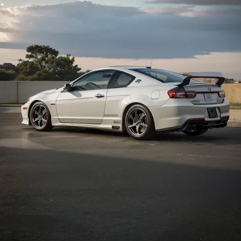 Honda, Prelude, type s, 2 door coupe, sleek long front end, Mugen, Illuminated headlights, aero kit, 2024 model, centered in frame, lowered, side view, white body,