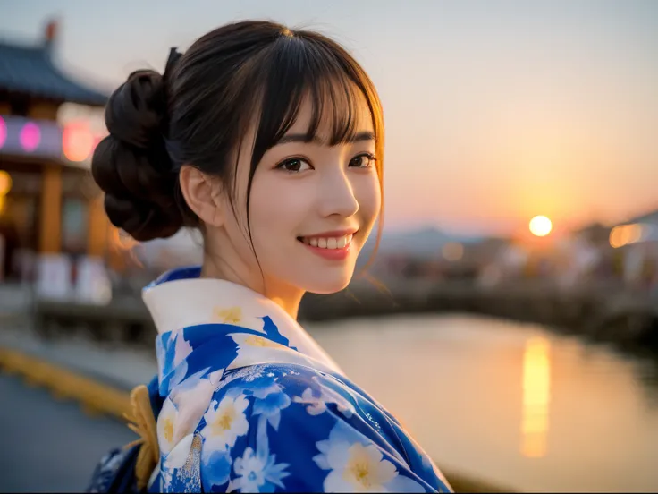 (((of the highest quality, 8K, masutepiece))), Crisp focus, (Beautiful woman with perfect figure), slender, (Hairstyle: ass hole up)), ((Kimono: CALA)), Street: 1.2 Highly detailed face and skin texture Detailed eyes Double eyelids Random posture, (Smile),...