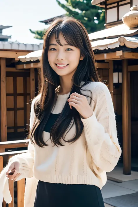 1girl in,FULL BODYSHOT、Japanese,sixteen years old, Black medium length hair,a little freckles,Work at a traditional food stall in Japan,Proper body proportion,Super high-quality output images,hight resolution,Intricate details,Hair fluttering in a very del...