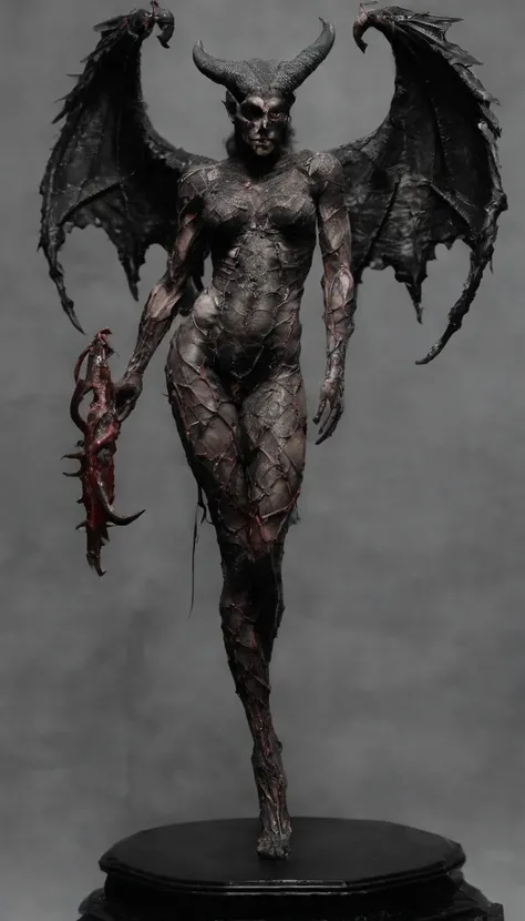 (Butchery:1.5),(Hermosa modelo femenina:1.5), (demonio con cuernos grandes:1.25),(1 super muscular succubus with flayed skin:1.5), (cubierto con un grueso traje musculoso:1.5), (Perfect anatomy exposed:1.5),  High detail, La mejor calidad, Obra maestra, De...