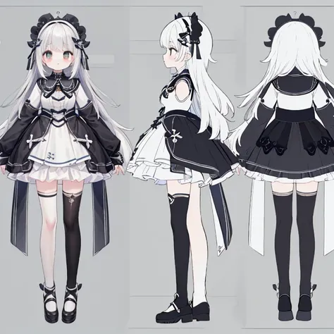 Chara Sheet,character reference sheet, 1 girl, CharacterDesignSheet, ((front-facing view, from side view)) symmetrical elements in clothing, Clothes simulation detection similar to CLO, Awesome designer, full body Esbian,8K分辨率, Ultra HD image output,Waterc...