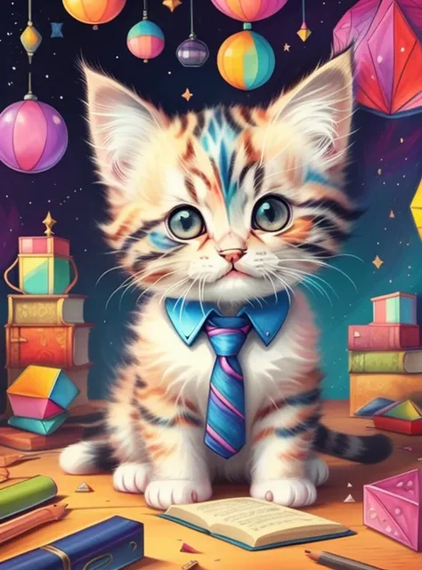 (kitten with a tie), Munchkin ,Geometric multidimensional wall portrait, livro de arte, Tchibi,
Yang08k, Beautiful, Colouring,
Obras, of the highest quality, best quality, Arte Oficial, Beautiful and Aesthetic,