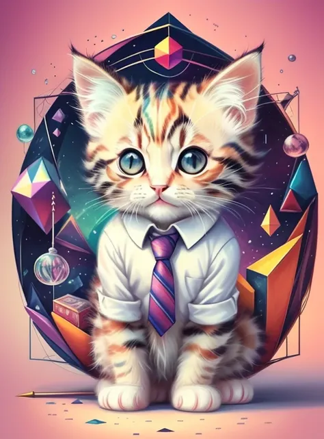 (kitten with a tie), Munchkin ,Geometric multidimensional wall portrait, livro de arte, Tchibi,
Yang08k, Beautiful, Colouring,
Obras, of the highest quality, best quality, Arte Oficial, Beautiful and Aesthetic,