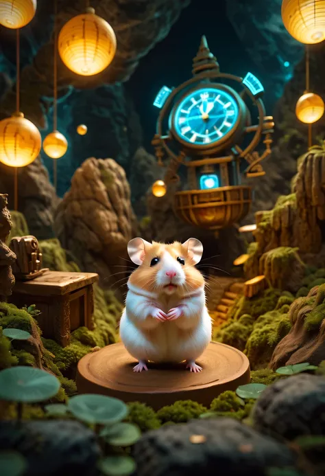 (future hamster:1.5)，Hamster from the distant future，There is a cute hamster。Hamsters are short and strong，The fur is very smooth，Have a pair of smart and curious eyes。Hamsters live in an era of rapid development of smart data，Hamsters face unprecedented c...