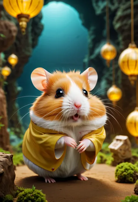 (future hamster:1.5)，Hamster from the distant future，There is a cute hamster。Hamsters are short and strong，The fur is very smooth，Have a pair of smart and curious eyes。Hamsters live in an era of rapid development of smart data，Hamsters face unprecedented c...