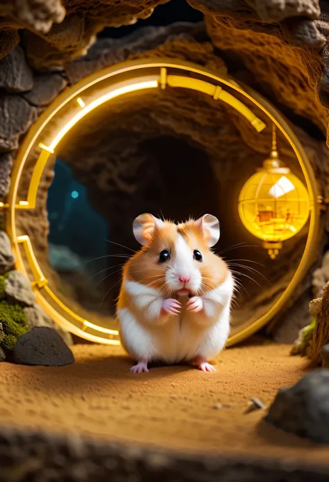 (future hamster:1.5)，Hamster from the distant future，There is a cute hamster。Hamsters are short and strong，The fur is very smooth，Have a pair of smart and curious eyes。Hamsters live in an era of rapid development of smart data，Hamsters face unprecedented c...