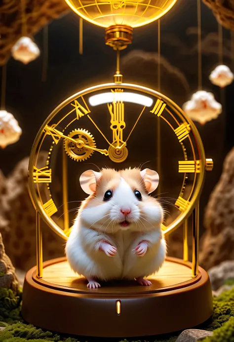 (future hamster:1.5)，Hamster from the distant future，There is a cute hamster。Hamsters are short and strong，The fur is very smooth，Have a pair of smart and curious eyes。Hamsters live in an era of rapid development of smart data，Hamsters face unprecedented c...