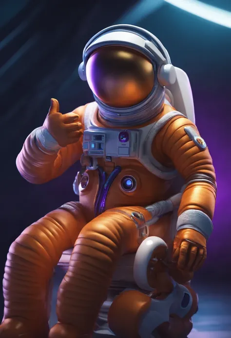 Personagem da pixar, extraterreste astronauta fofinho e magrinho roxo e brilhante, sorridente e ascenando hi-five, Pose swag hip hop, graphic designer, 3d Blender, Cinema 4d,