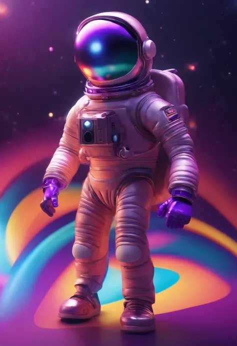 Personagem da pixar, extraterreste astronauta fofinho e magrinho roxo e brilhante, sorridente e ascenando hi-five, Pose swag hip hop, graphic designer, 3d Blender, Cinema 4d,