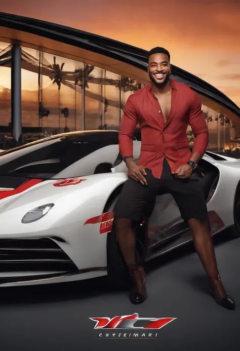 A photo of Sterling attending a VIP event at a trendy rooftop bar,original,Max “Velocity” Sterling, a fictional Formula One champion, is the epitome of speed and charisma on the racetrack. With a sharp, athletic build, his appearance is as flashy as his dr...