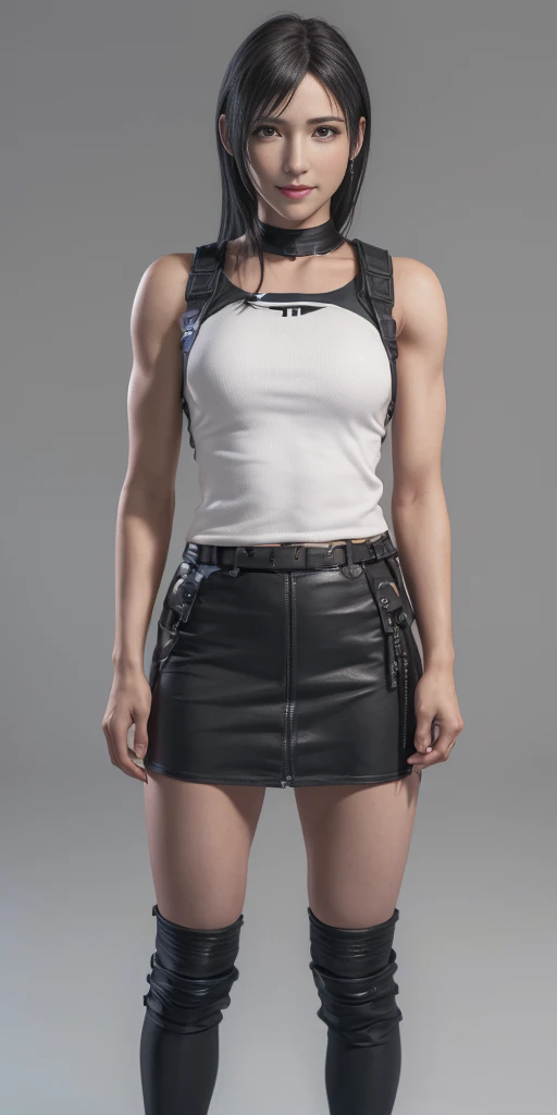 (best quality,ultra-detalhado),(Realistic:1.37),Tifa Lockhart,Rosto bonito e detalhado, smiling expression, textura ultra realista, rosto delicado, Fit physique