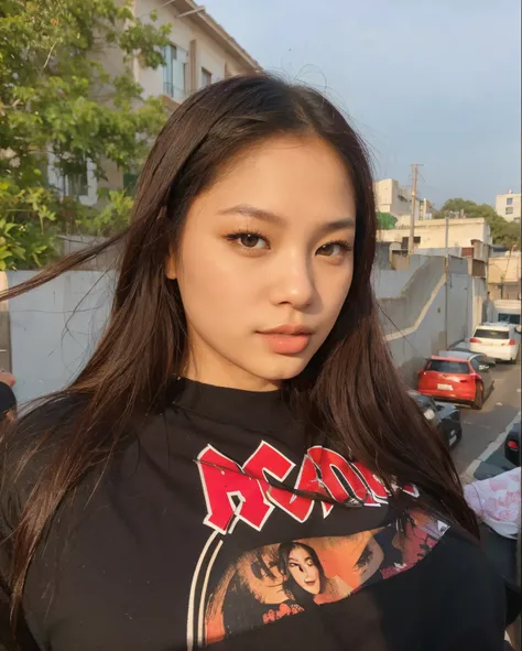 Jennie Kim, cabello rojo, ojos celestes