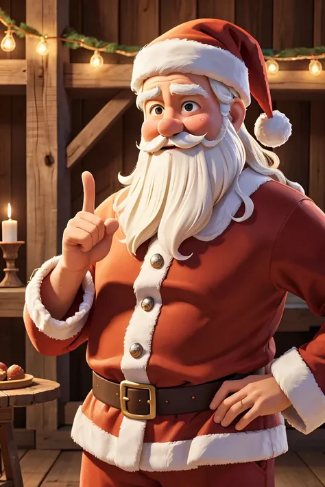 Santa Claus is waving his hands in a right hand gesture, Santa, Papai Noel, Papai Noel, he is greeting you warmly, holiday season, fotografia de close-up, trending ，, catalog photo, iStock, usando roupas festivas, imagem promocional, Foto O Closeup, : :, i...