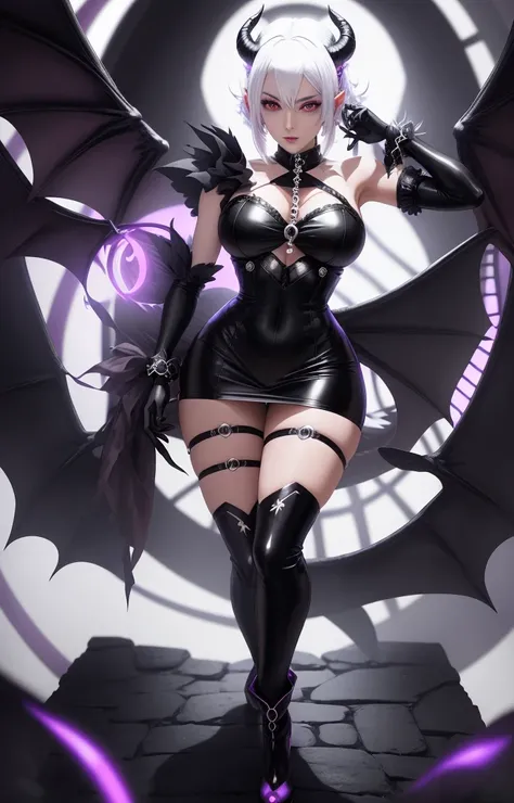 anime girl with white hair and black gloves,white background, demon anime girl, beautiful succubus, seductive anime girl, mika kurai demon, succubus, dragon girl, badass anime 8 k, demon girl, anime monster girl, succubus in tight short dress, best anime 4...