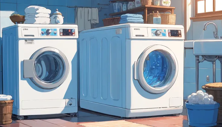 Blue and white porcelain washing machine