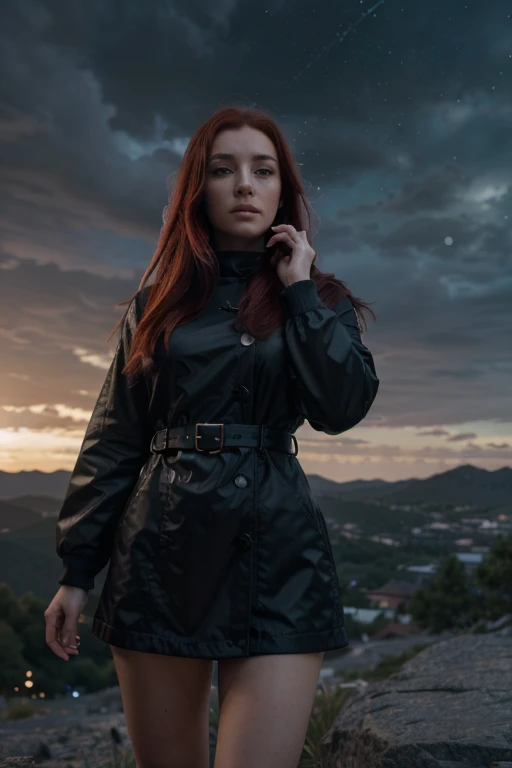 (8k, RAW photo, best quality, masterpiece:1.2),(realistic, photo-realistic:1.37), ((best quality)), ultra high res,extremely detailed CG unity 8k wallpaper, physically-based rendering,cinematic lighting,full body, (bokeh:1.4), (1 girl red hair), watch a pu...