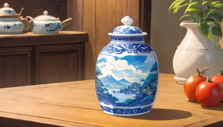 Blue and white porcelain vinegar jar