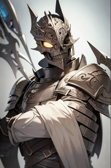 (best quality:1.2,8k,highres,masterpiece:1.2),Knight,skull mask,silver plate armor,