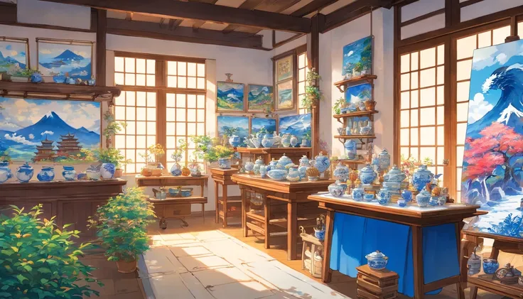 Blue and white porcelain painting studio