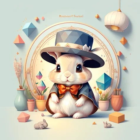 (cute baby rabbit with a hat), Munchkin ,Geometric multidimensional wall portrait, livro de arte, Tchibi,
Yang08k, Beautiful, Colouring,
Obras, of the highest quality, best quality, Arte Oficial, Beautiful and Aesthetic,