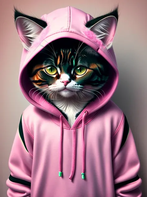 Cute cat wearing hoodie pink